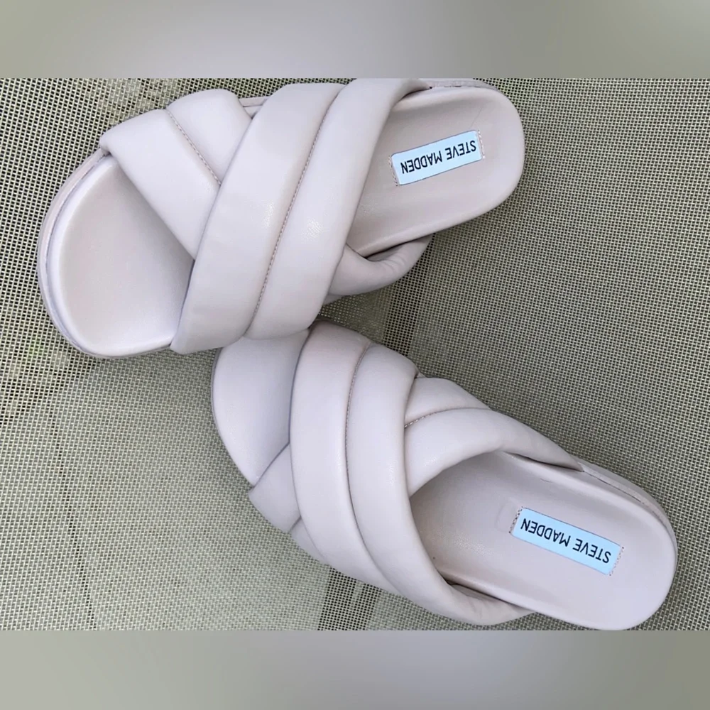 Gently-Worn Sz-8 Steve Madden Beige/Pink Chunky Sandals-No Scuffs/Stains/Flaws🙌 - Picture 4 of 16